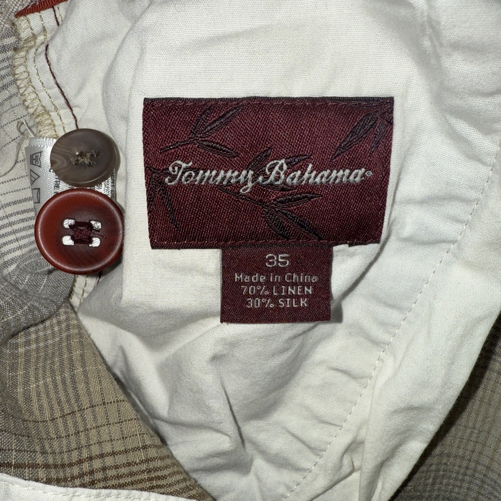 Tommy Bahama Shorts Multicolor Plaid Chino Mens Size‎ 35 Linen Silk Blend - Picture 6 of 9